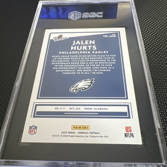 2020 Donruss The Rookies Jalen Hurts Eagles RC Sgc 10 GEM MINT - Picture 2 of 2
